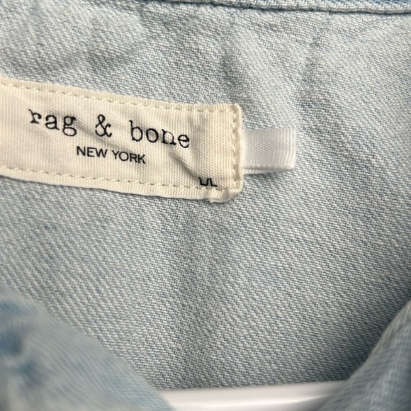 Rag & Bone Denim Jumpsuit Light Wash Belted Size Large - Picture 2 of 13